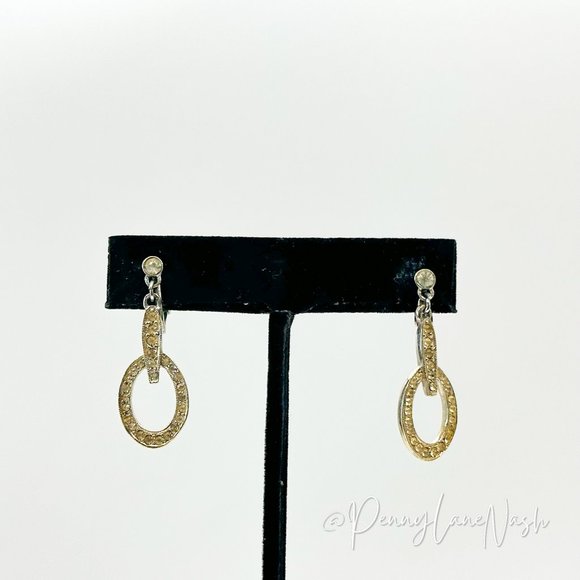 Vintage Jewelry - Vintage Rhinestone Oval Drop Earrings